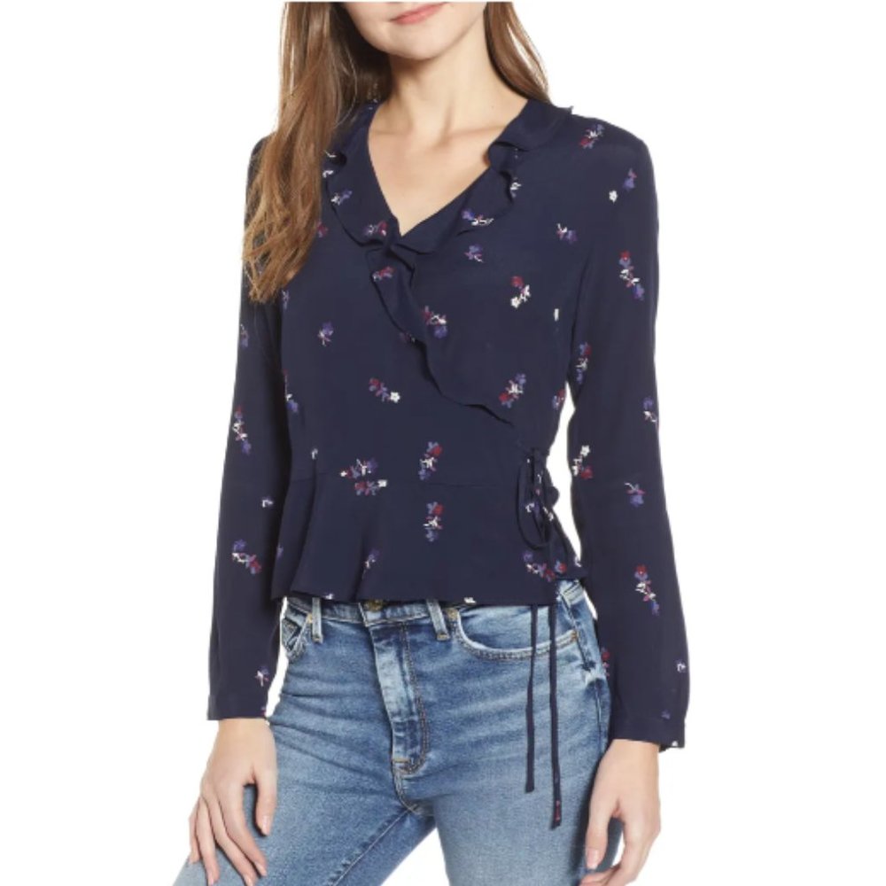 Rails Simone Floral Ruffle Wrap Blouse